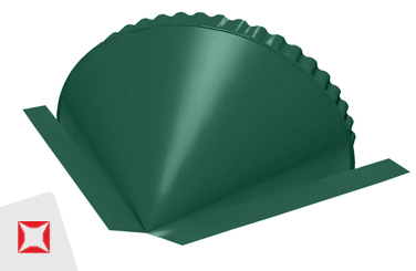 Заглушка конька зеленая конусная 0.45 мм
